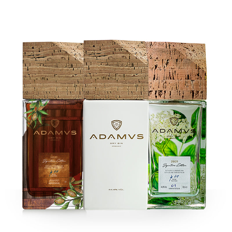 Adamus Gin Trio Pack - 1 Adamus Organic Dry Gin & 1 Adamus Signature Edition 2023& 1 Adamus Signature Edition 2021